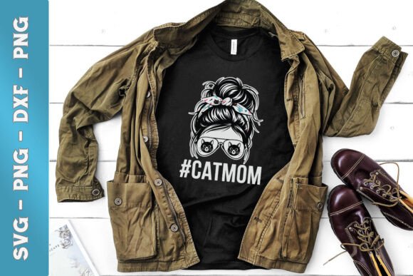 Cat Mom Messy Bun Hair Love SVG Design Review