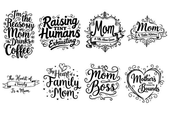 Elegant Mom Quotes Typography Bundle