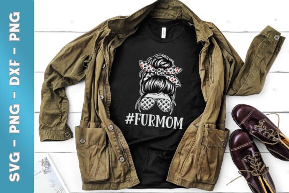 Fur Mom Messy Bun Hair Love SVG in Real Projects