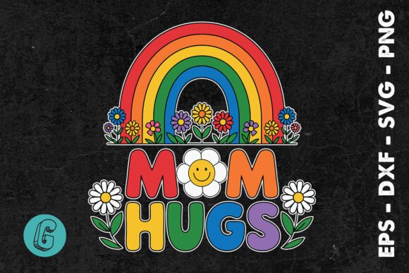 Mom Hugs Groovy Flower Pride Rainbow SVG: Embroidery Design Review