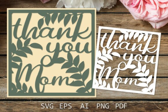 Thank You Mom Card, Paper Cut Template
