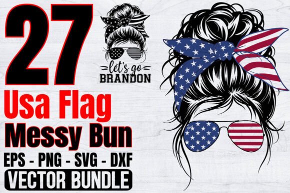 USA Flag Messy Bun Svg Bundle Review for Embroidery